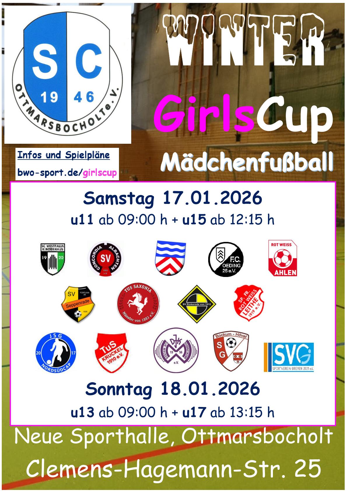 Fußball Girlscup 2026 Uebersicht